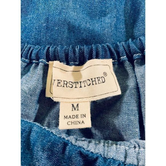 Cover Stitched Womens Denin Top‎ Cascade Collar M - Picture 5 of 7